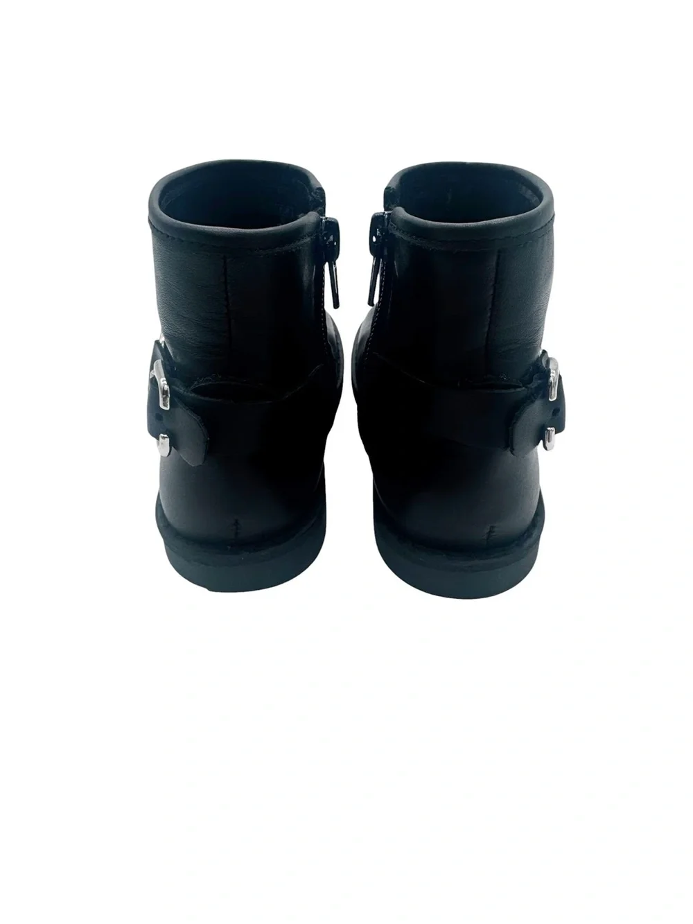 ZARA Black Leather Moto Biker Harness Boots Girls Toddler Size 8